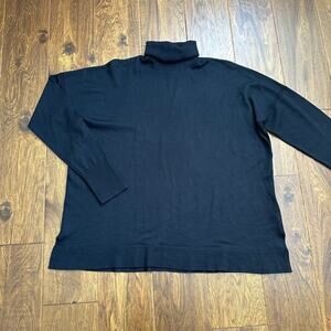 J. Crew 365 large black turtle neck sweater merino wool boxy